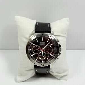 Hugo Boss Troper 1514055 Chronograph Black Dial Leather Band Men’s Watch